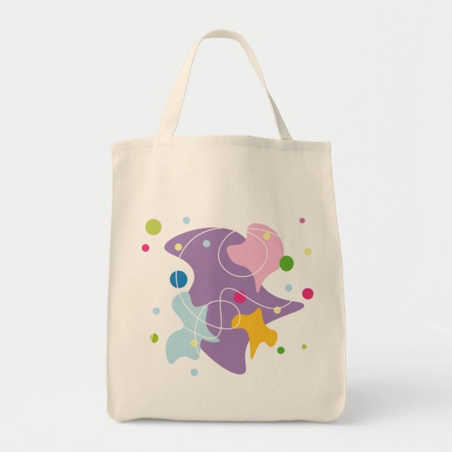 Trendy abstract pattern in purple and blue colours tote bag (Front)
