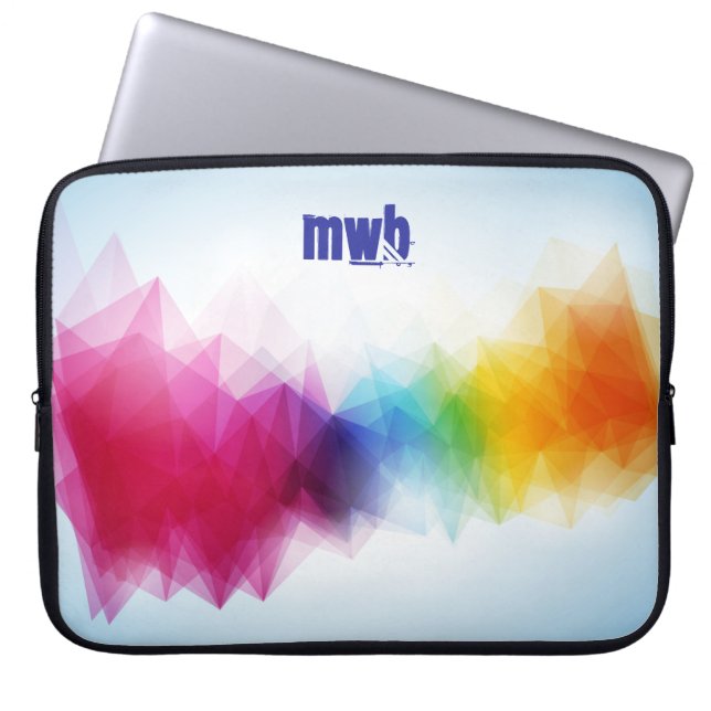 Trendy Abstract Polygonal Pattern with Monogram Laptop Sleeve (Front)