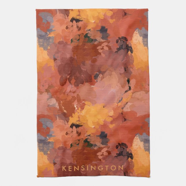 Trendy Abstract Terracotta Rust Brown Tea Towel (Vertical)