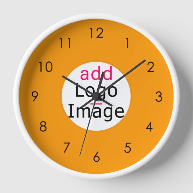 Trendy Add Your Logo Promo Custom Orange  Clock (Front)