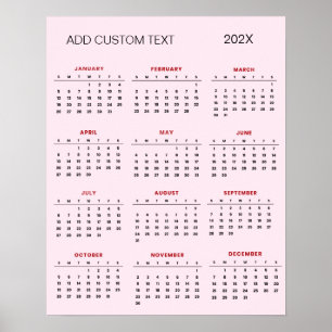 Trendy add your own custom text 2025 Calendar      Poster