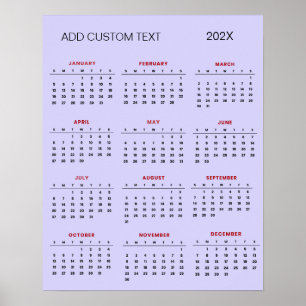 Trendy add your own custom text 2025 Calendar      Poster