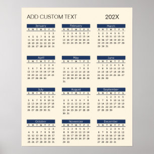 Trendy add your own custom text 2026 Calendar      Poster