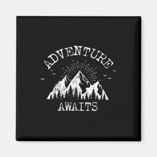 Trendy Adventure Awaits Travel Camping Vintage Magnet