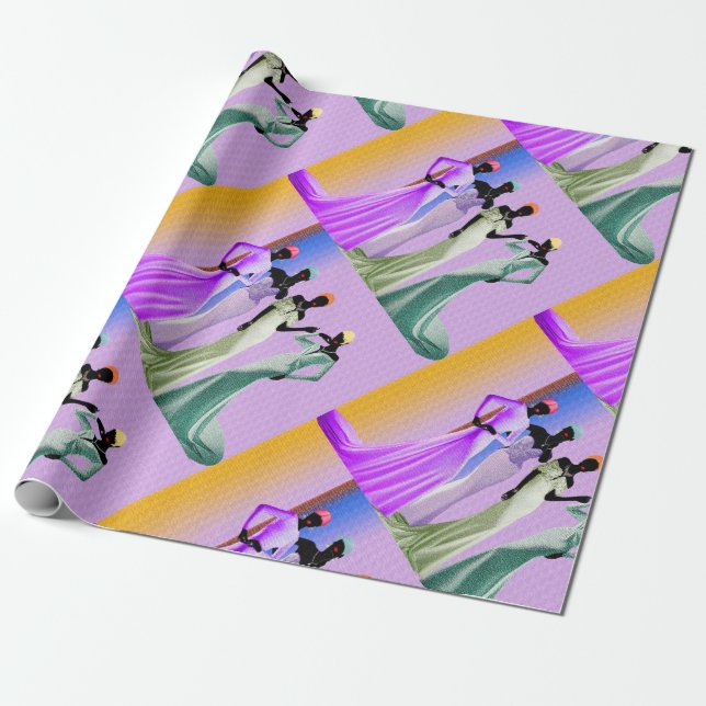 Trendy African American Wrapping Paper (Unrolled)