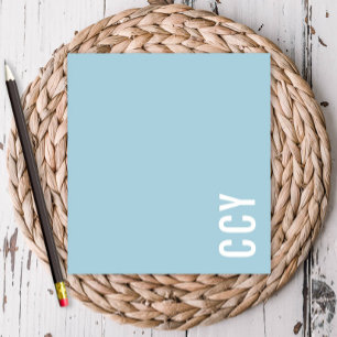 Trendy All Cap Sideways Monogram Blue Personalised Notepad