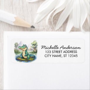 Trendy Alligator-Crocodile Animal Return Address   Label