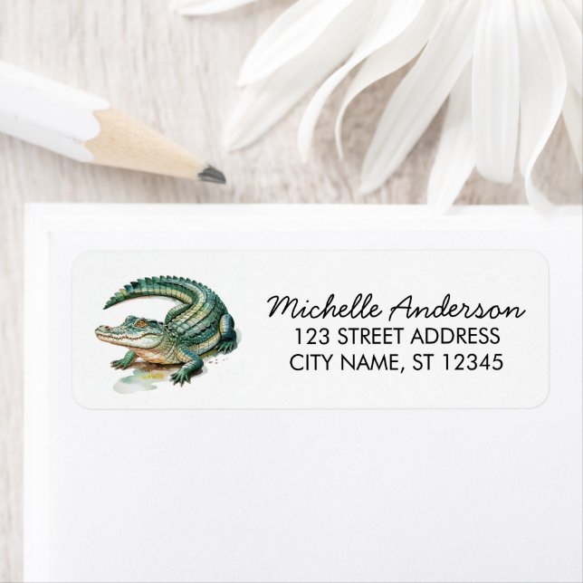 Trendy Alligator-Crocodile Animal Return Address   Label (Insitu)
