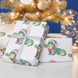 Trendy Alligators-Crocodiles Christmas Pattern  Wrapping Paper
