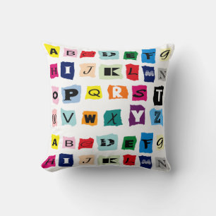 Trendy Alphabet Squares Tiles Cushion