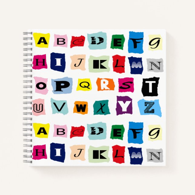 Trendy Alphabet Squares Tiles Notebook (Front)