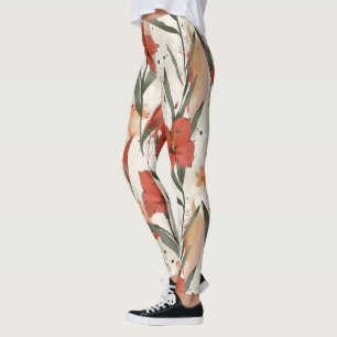 Trendy Amaryllis Accent Gym Yoga Leggings