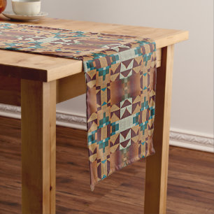 Trendy American Indian Native Tribe Mosaic Pattern Medium Table Runner