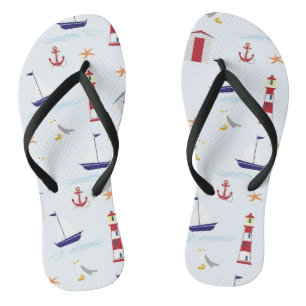 Trendy Anchor Lighthouse Red Blue Thongs