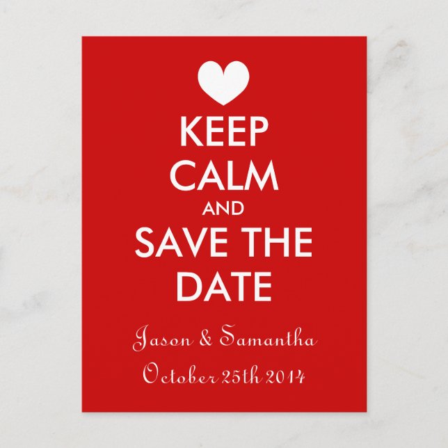 Trendy and fun keep calm save the date postcards (Front)