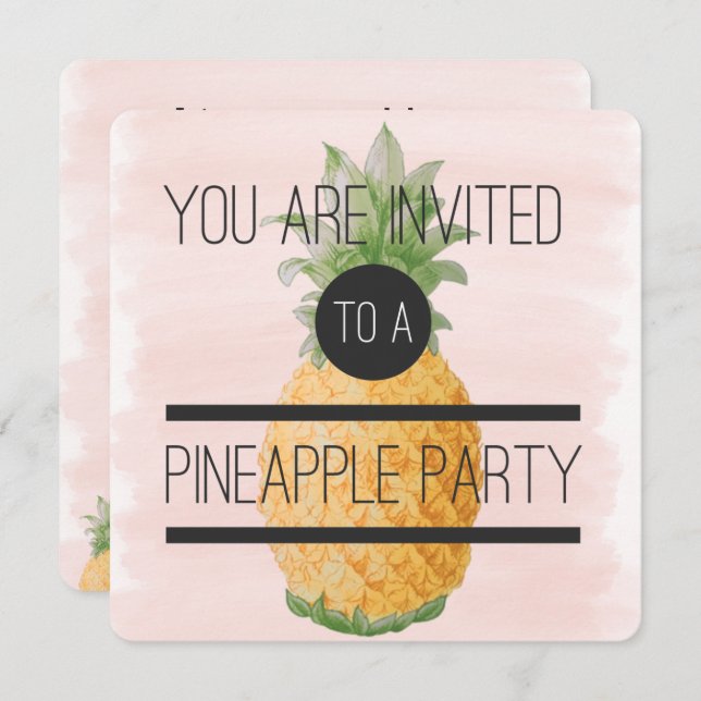 Trendy and fun Pineapple Party Invitation (Front/Back)