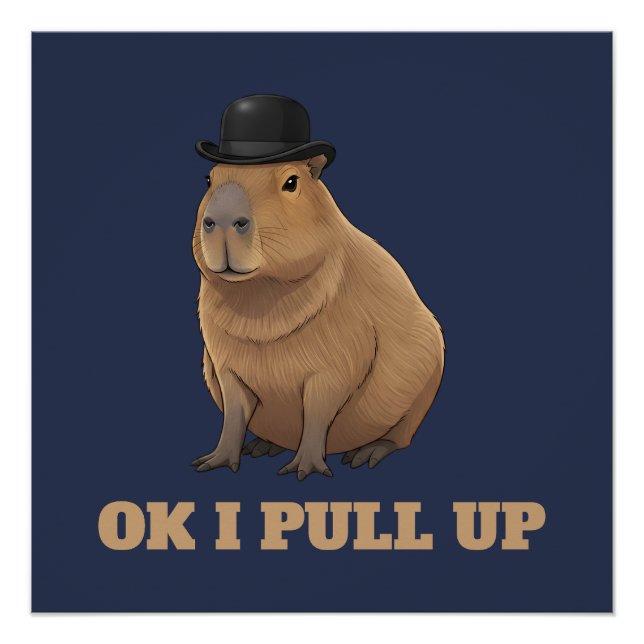 Trendy and funny Capybara meme design Poster (Front)