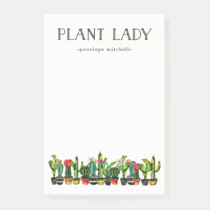 Trendy and Funny Plant Lady with Cactus Post-it Notes