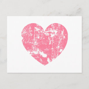 Trendy and Modern Pink Grunge Heart V01 Postcard