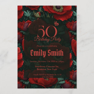Trendy Anemones Aesthetic Women Birthday Invitation