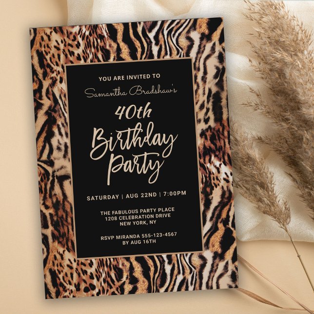 Trendy Animal Print 40th Birthday Party Invitation (Creator Uploaded)