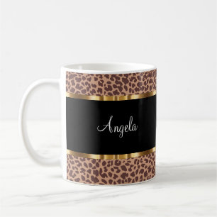 Trendy Animal Print Monogram Coffee Mugs