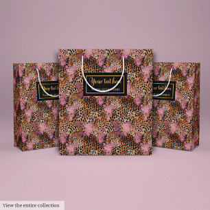 Trendy animal skin leopard watercolor gift bag