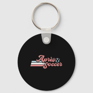 Trendy Apres Soccer Retro Distressed Pastel Color Key Ring