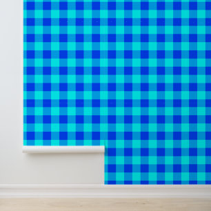 Trendy Aqua Light Sky Blue Plaid Wallpaper
