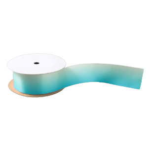Trendy Aqua Teal to Vintage White Ombre Gradient Satin Ribbon