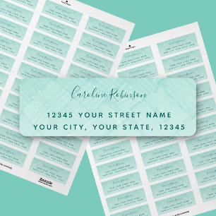 Trendy Aquamarine Pattern Return Address Label