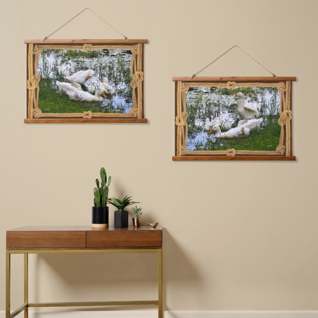 Trendy Art Ducks Pond Life  Hanging Tapestry (Asymmetrical)