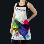 Trendy Artist Paint Splash Personalised Apron<br><div class="desc">Trendy colourful paint and ink splashes on personalised art apron.</div>