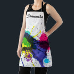 Trendy Artist Paint Splash Personalised Apron<br><div class="desc">Trendy colourful paint and ink splashes on personalised art apron.</div>
