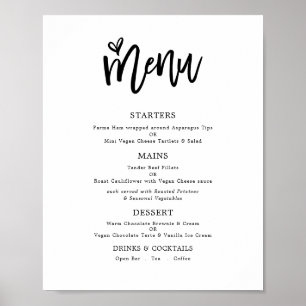 Trendy Artsy Script Text Only Wedding Menu Poster
