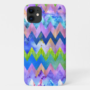 Trendy Artsy Watercolor Painting Chevron Pattern iPhone 11 Case