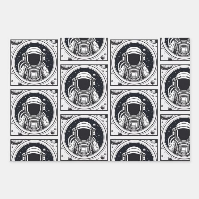 Trendy Astronaut Wrap Paper Flat Sheet Set of 3 (Front)