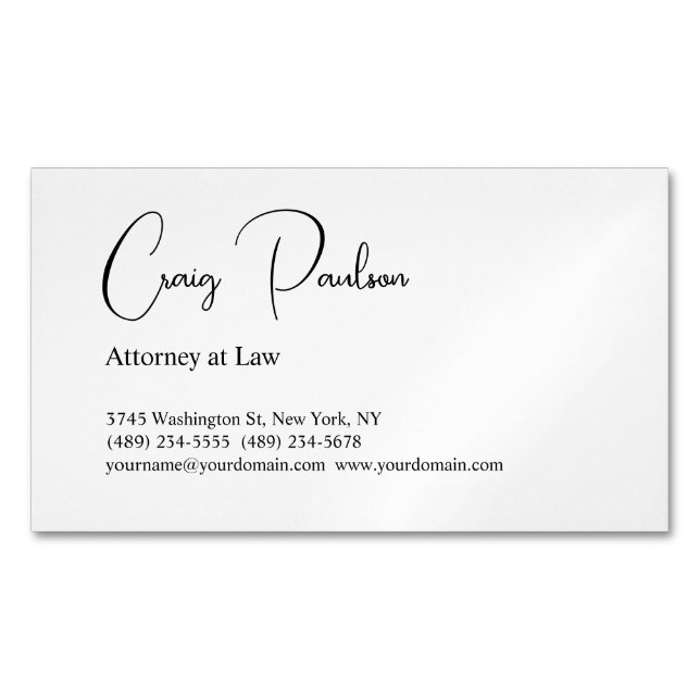 Trendy Attorney at Law Unique Special Magnetic Business Card (Front)