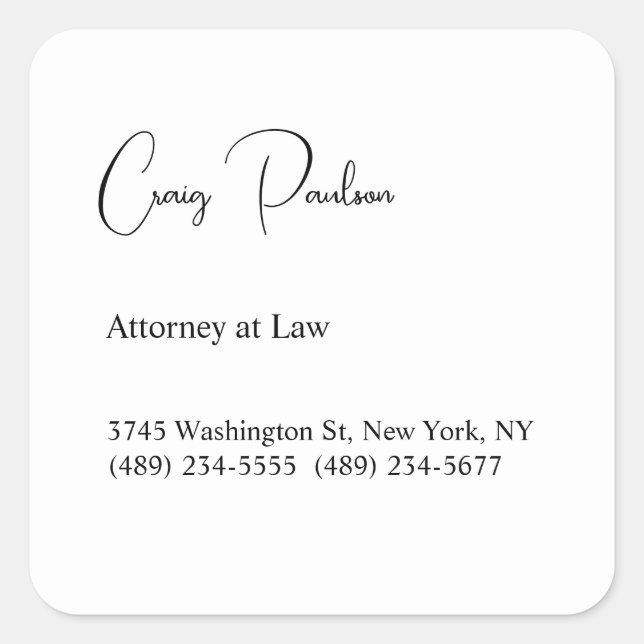 Trendy Attorney at Law Unique Special Square Sticker (Front)