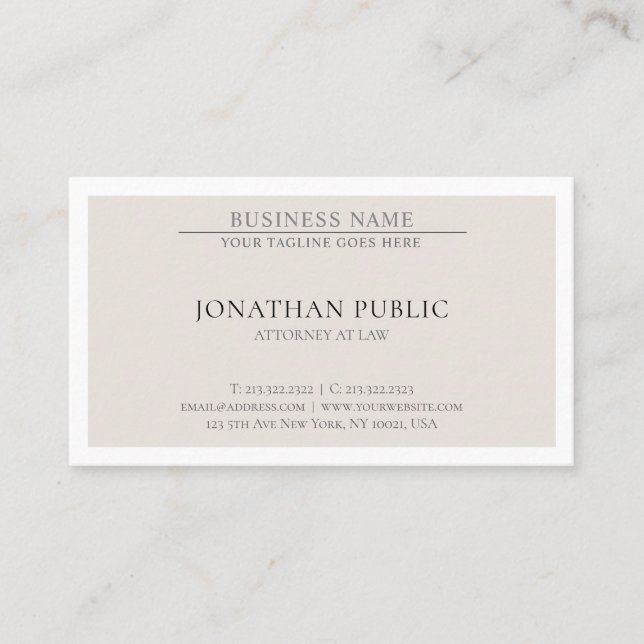 Trendy Attorney Law Office Lawyer Simple Elegant Business Card (Front)