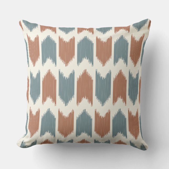 Trendy attractive Bohemian pattern Blue Burgundy Cushion (Front)