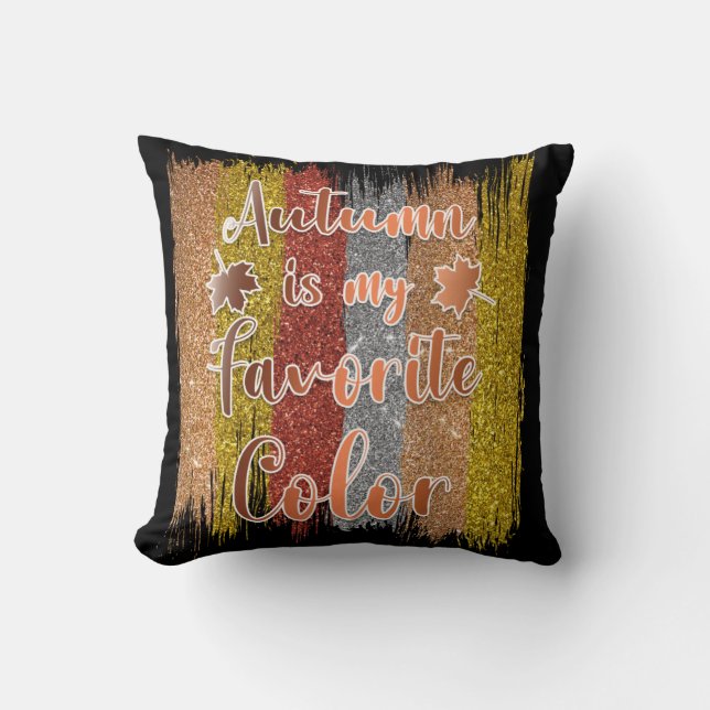 Trendy Autumn Glitter Leaves Cotton 16"X16 Cushion (Front)