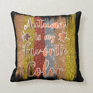 Trendy Autumn Glitter Leaves Cotton 16"X16 Cushion