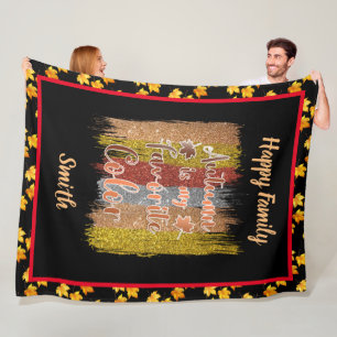 Trendy Autumn Glitter Leaves Fleece Blanket
