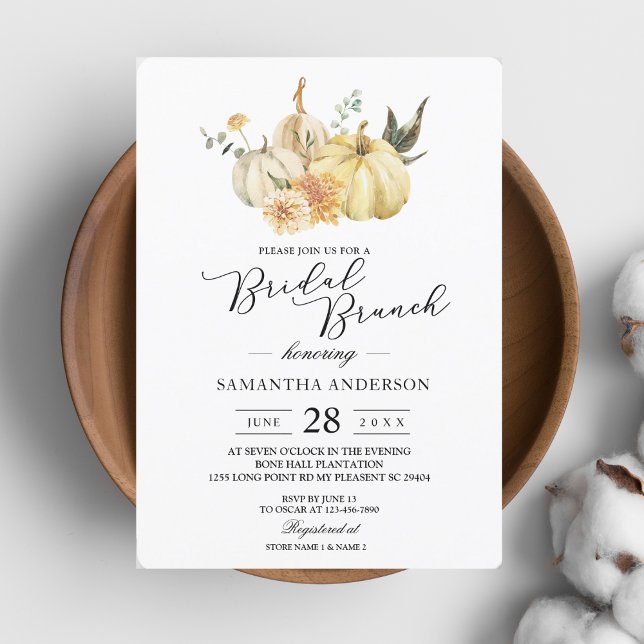 Trendy Autumn Watercolor Pumpkin & Flowers Invitation (Creator Uploaded)