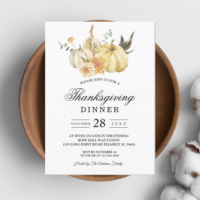 Trendy Autumn Watercolor Pumpkin & Flowers Invitation (Creator Uploaded)