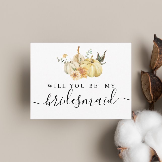 Trendy Autumn Watercolor Pumpkin & Flowers Invitation Postcard (Creator Uploaded)