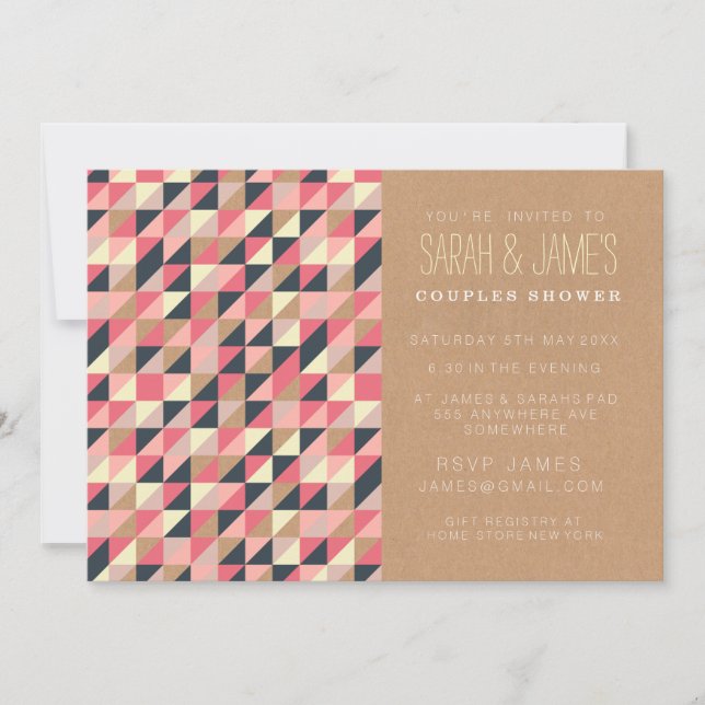 Trendy Aztec Triangles Couples Shower Party Invite (Front)