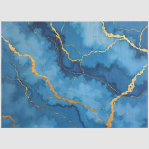 Trendy Azure Blue Gold Marble Collection Tissue Paper
