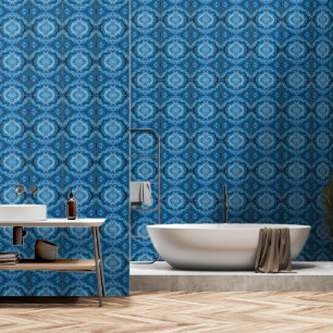 Trendy Azure Blue Gold Marble Collection Wallpaper